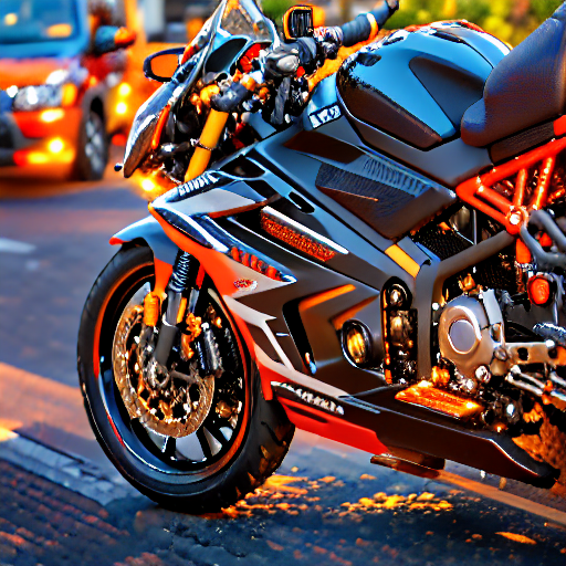 005_The black motorcycle is parked on the sidewalk..png